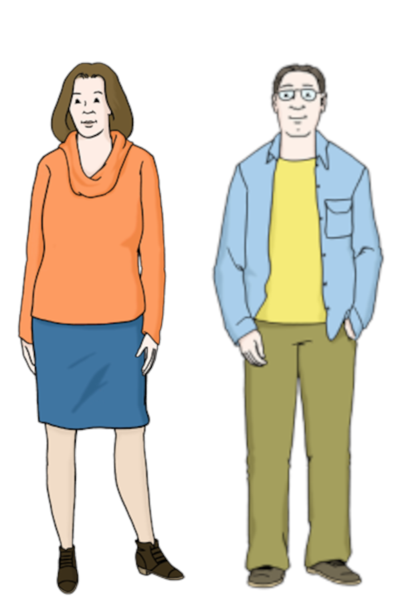 Piktogramm einer Frau und eines Mannes, die nebeneinander stehen
